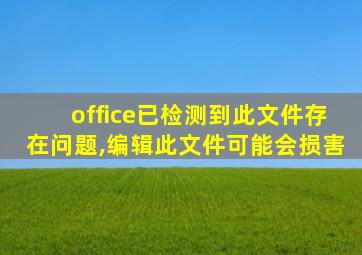 office已检测到此文件存在问题,编辑此文件可能会损害
