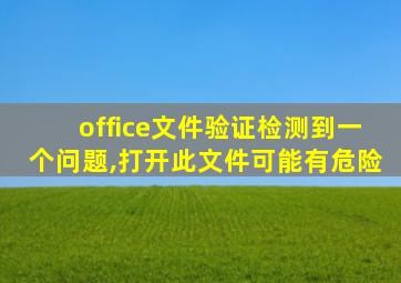 office文件验证检测到一个问题,打开此文件可能有危险