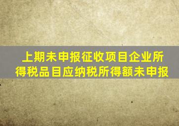 上期未申报征收项目企业所得税品目应纳税所得额未申报