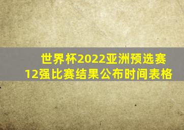 世界杯2022亚洲预选赛12强比赛结果公布时间表格