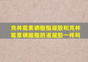 克林霉素磷酸酯凝胶和克林霉素磷酸酯阴道凝胶一样吗
