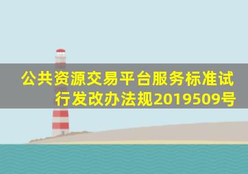 公共资源交易平台服务标准试行发改办法规2019509号