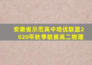 安徽省示范高中培优联盟2020年秋季联赛高二物理